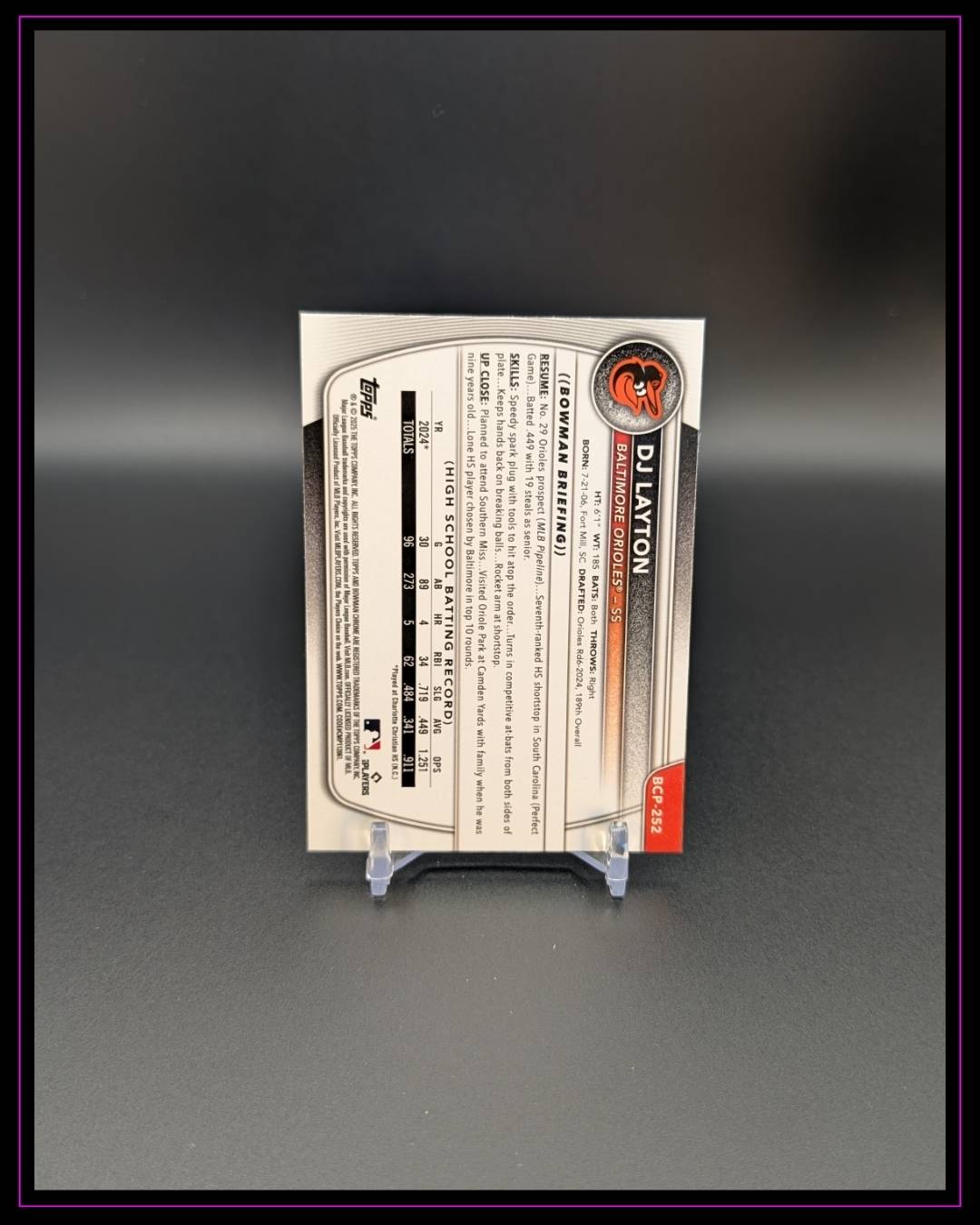 2025 Bowman Chrome #BCP-252 DJ Layton Prospects