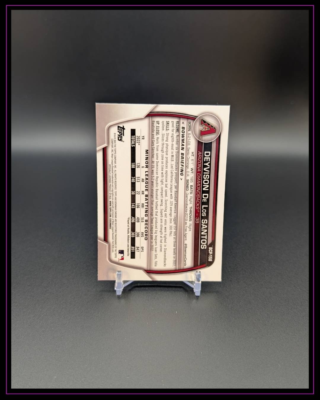 2023 Bowman Chrome #BCP-158 Deyvison De Los Santos Prospects Mojo Refractor