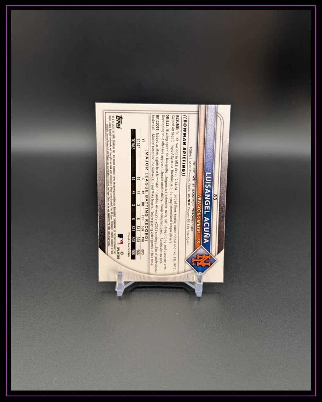 2025 Bowman #83 Luisangel Acuña Chrome Mojo Refractor