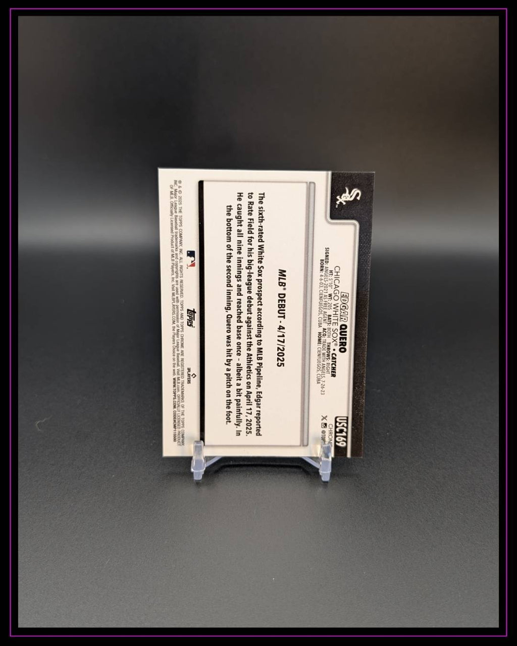 2025 Topps Chrome Update #USC169 Edgar Quero Black Lava Refractors /10 RC