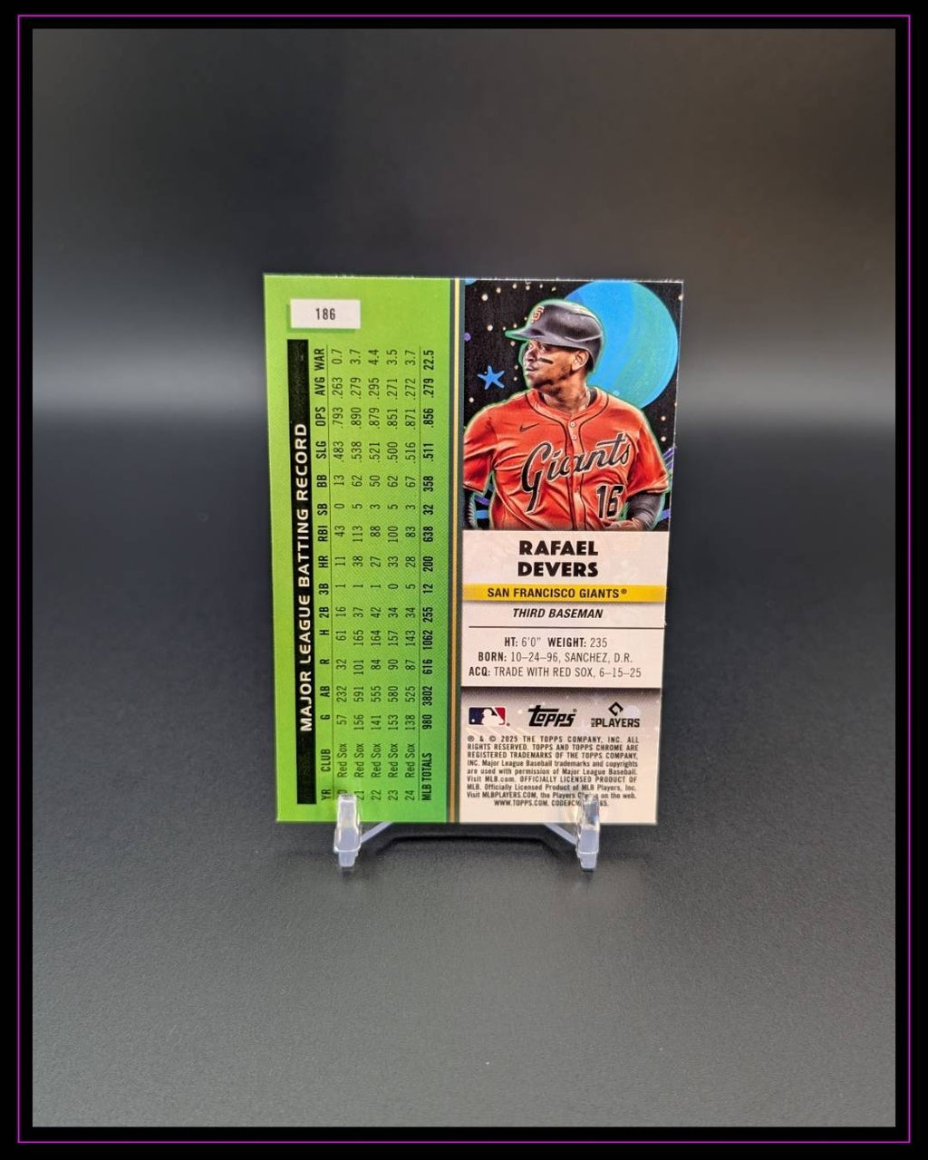 2025 Topps Chrome Cosmic #186 Rafael Devers Nucleus Refractor