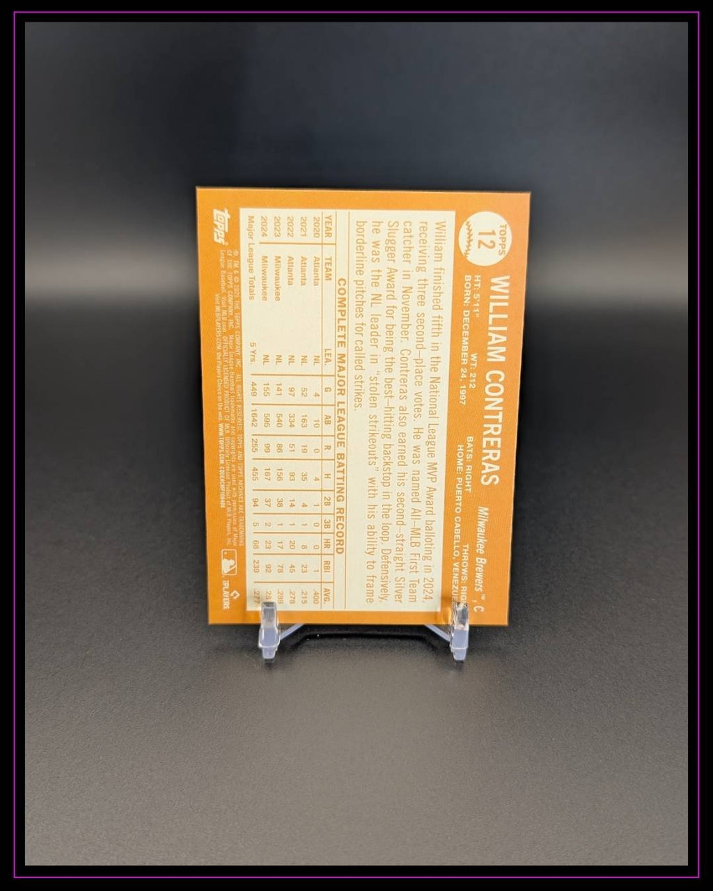 2025 Topps Archives #12 William Contreras Pink Foilboard