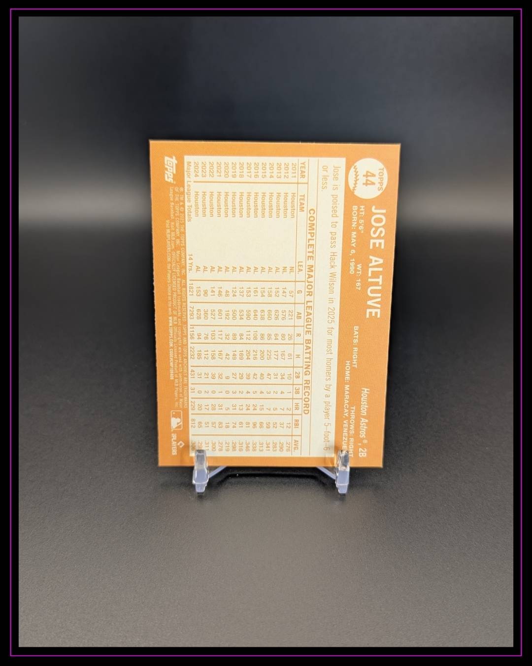 2025 Topps Archives #44 Jose Altuve Pink Foilboard