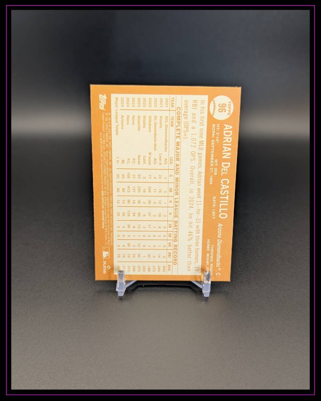 2025 Topps Archives #96 Adrian Del Castillo Pink Foilboard RC