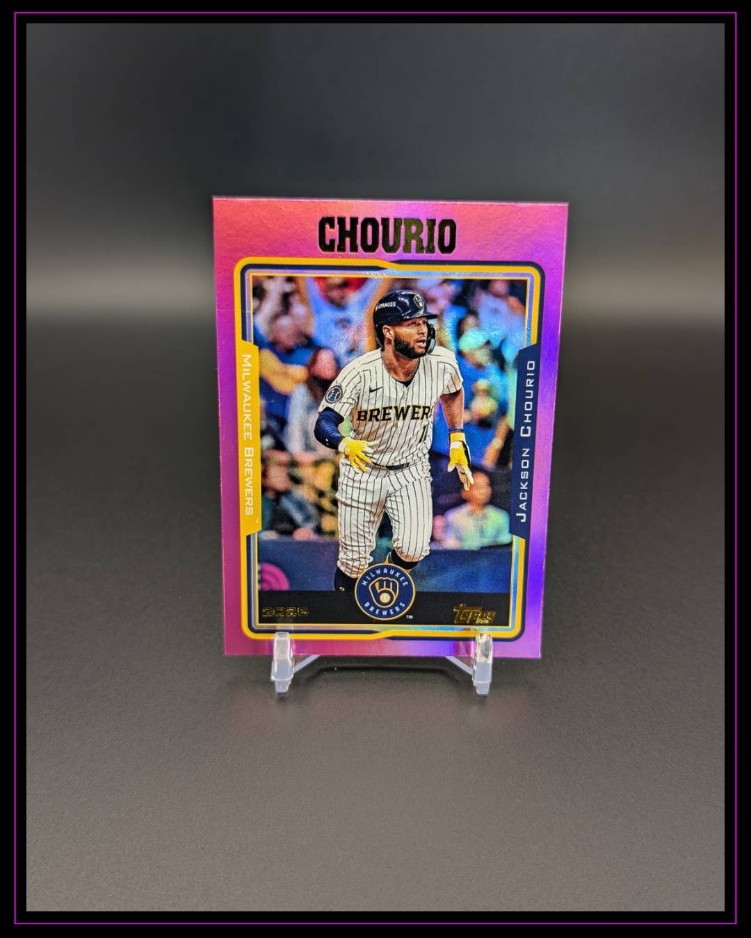 2025 Topps Archives #268 Jackson Chourio Pink Foilboard