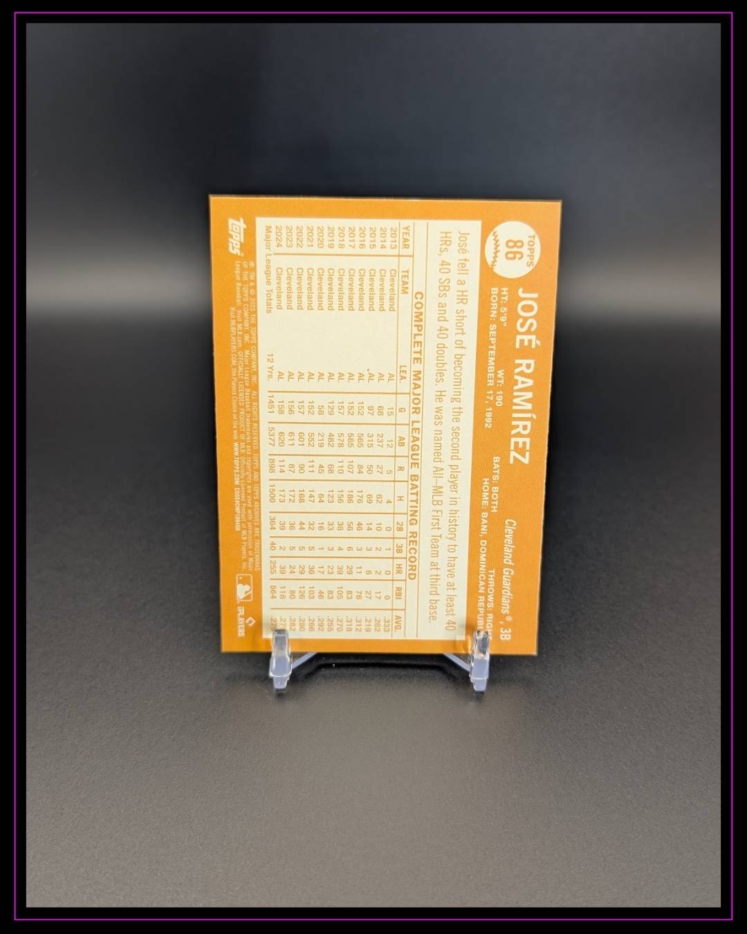 2025 Topps Archives #86 José Ramírez Pink Foilboard