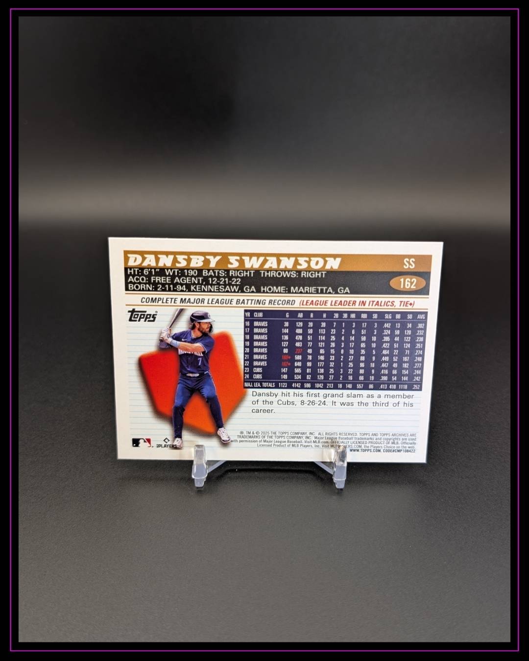2025 Topps Archives #162 Dansby Swanson Pink Foilboard