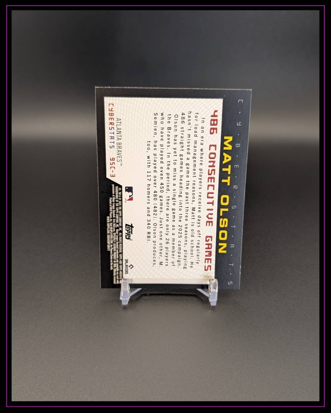 2025 Topps Archives #95C-3 Matt Olson 1995 Topps Cyberstats