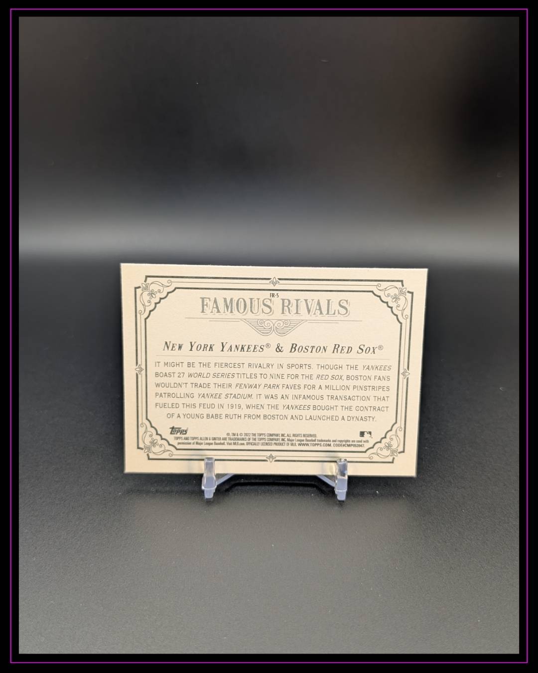 2022 Topps Allen & Ginter #FR-5 New York Yankees / Boston Red Sox Famous Rivals