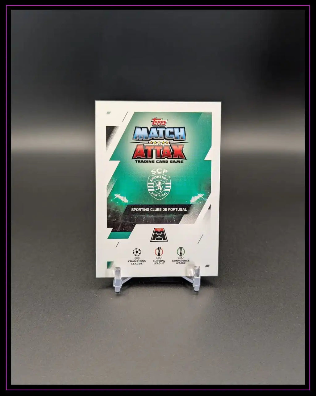 Rückseite einer Topps Match Attax Trading Card von Sporting Clube de Portugal, Fußballkarte