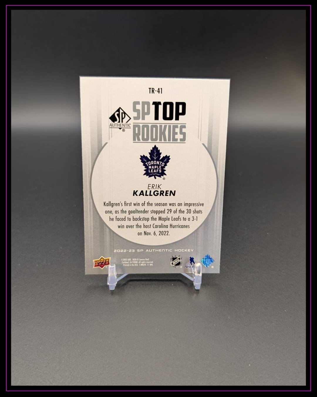 2022-23 SP Authentic #TR-41 Erik Kallgren Top Rookies