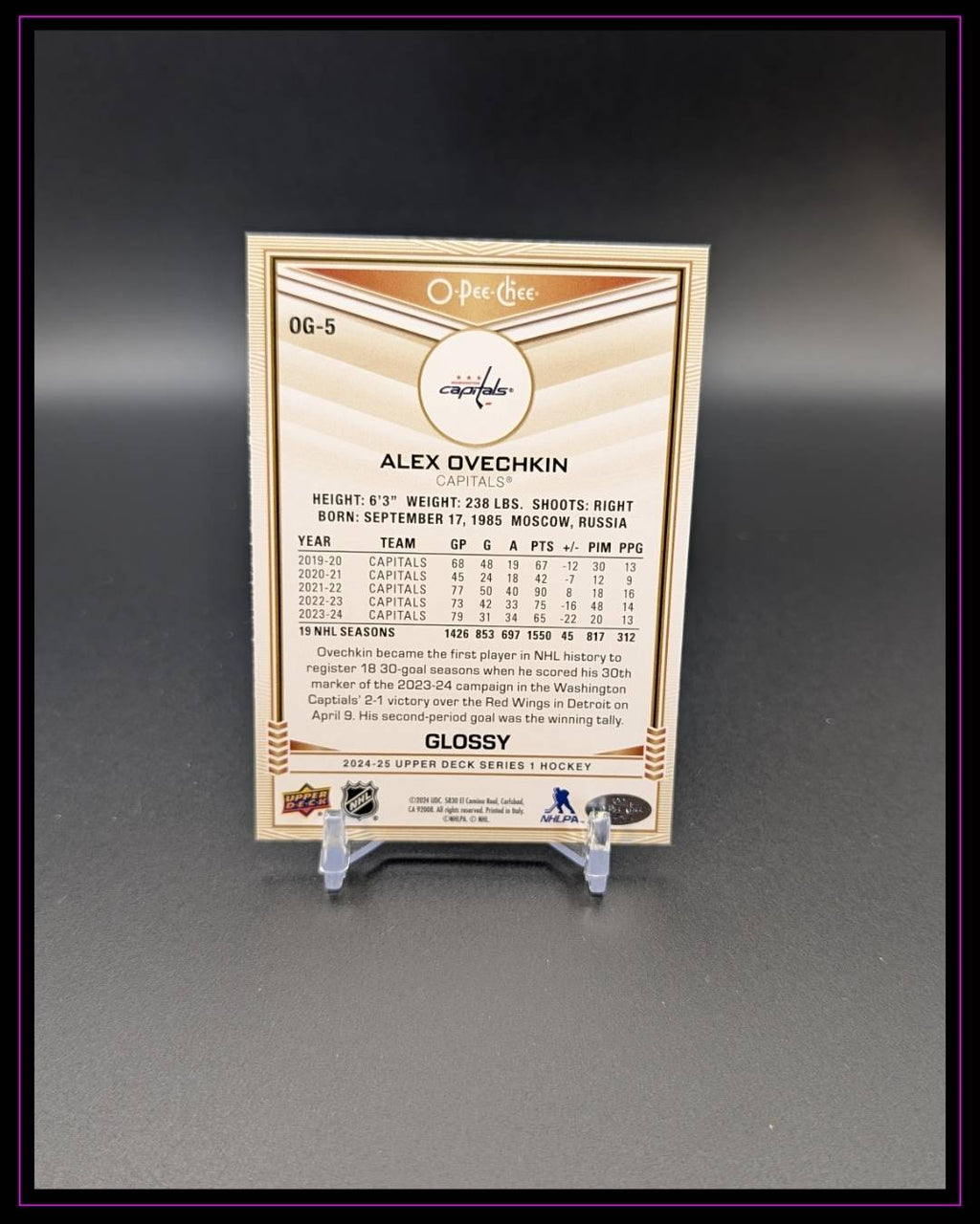 2024-25 Upper Deck #OG-5 Alex Ovechkin O-Pee-Chee Glossy Gold