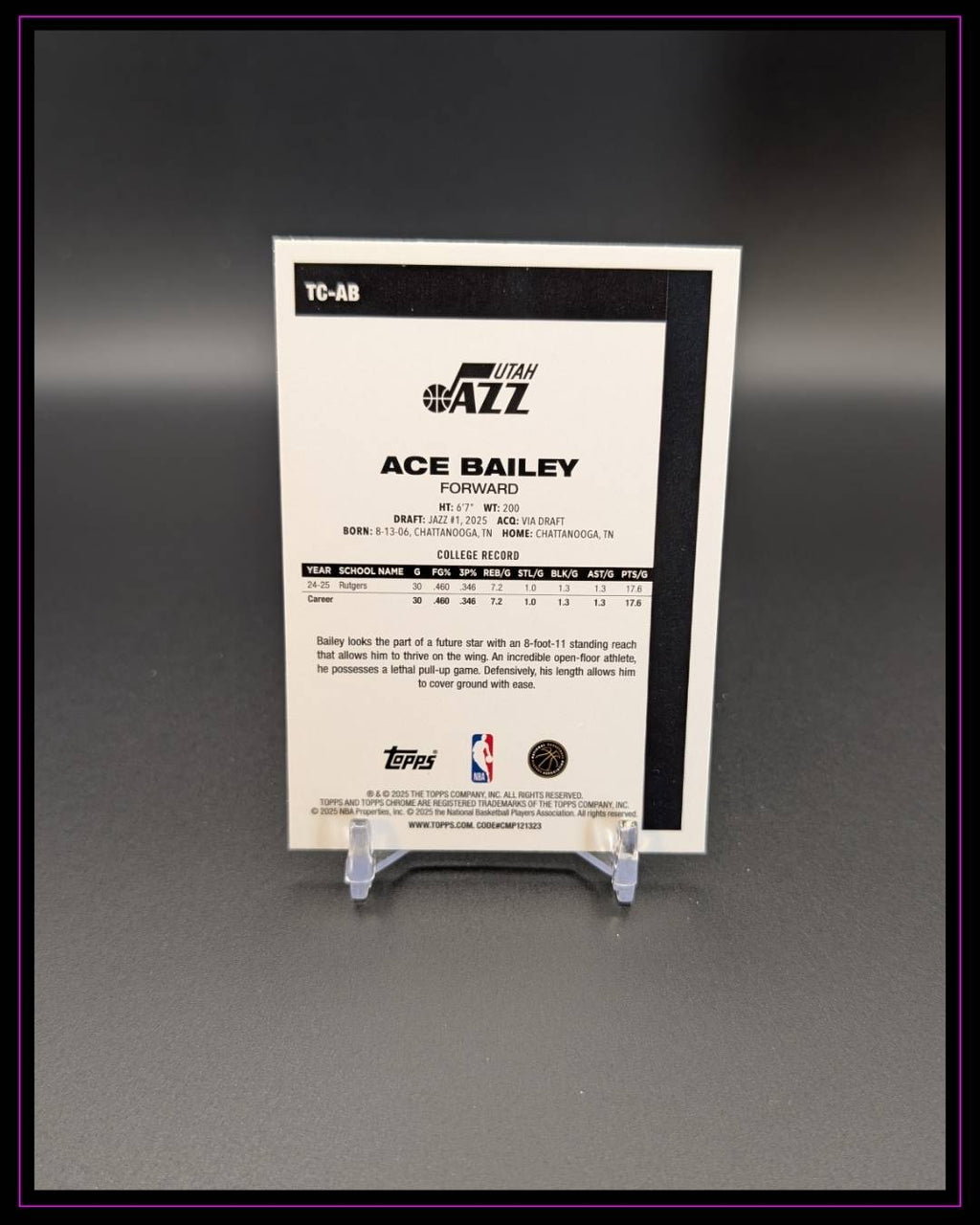 2025-26 Topps #TC-AB Ace Bailey 1980-81 Topps Chrome Basketball