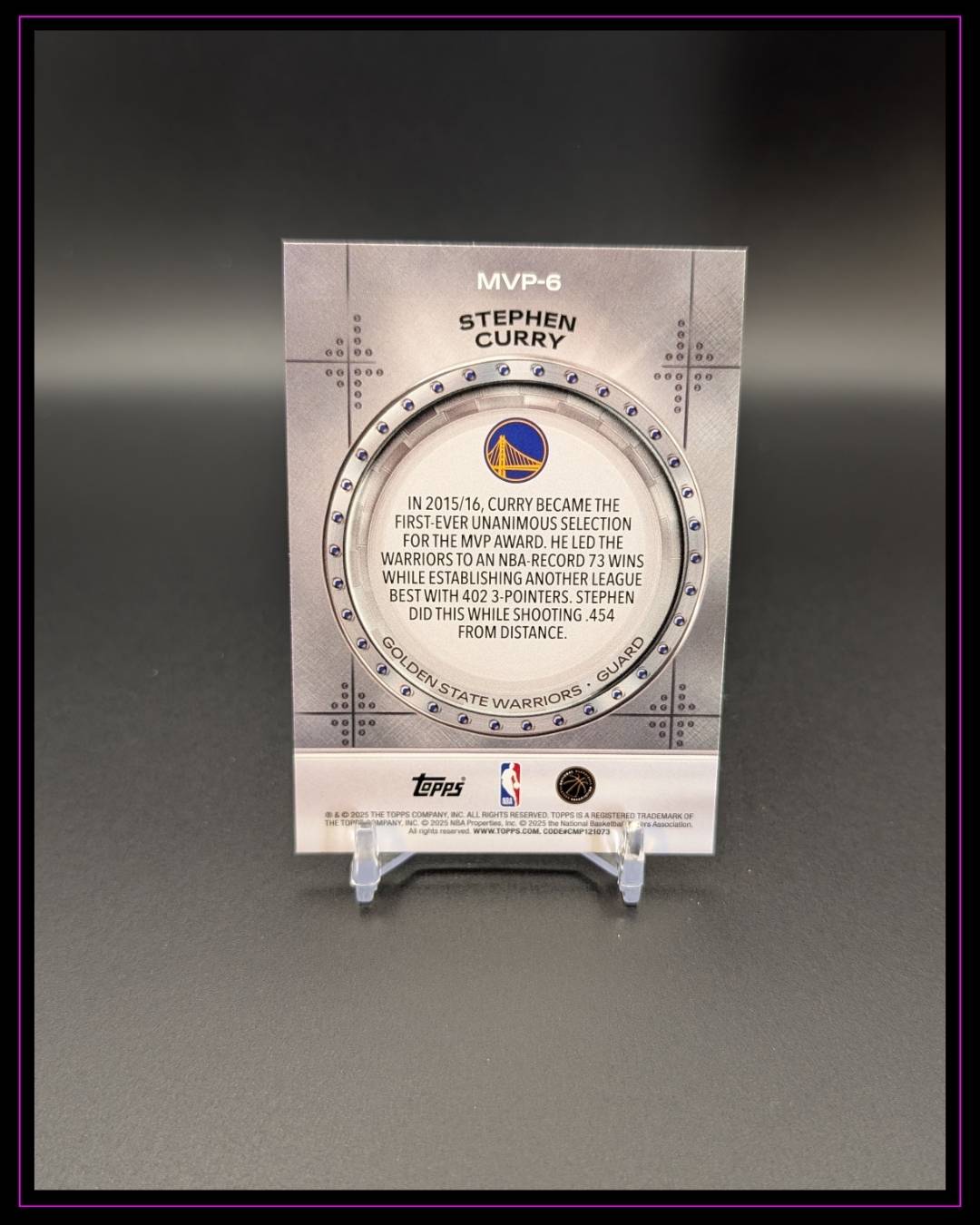2025-26 Topps #MVP-6 Stephen Curry MVP Vault Rainbow Foilboard