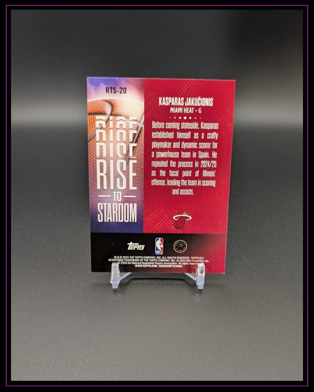2025-26 Topps #RTS-20 Kasparas Jakučionis Rise to Stardom Rainbow Foilboard