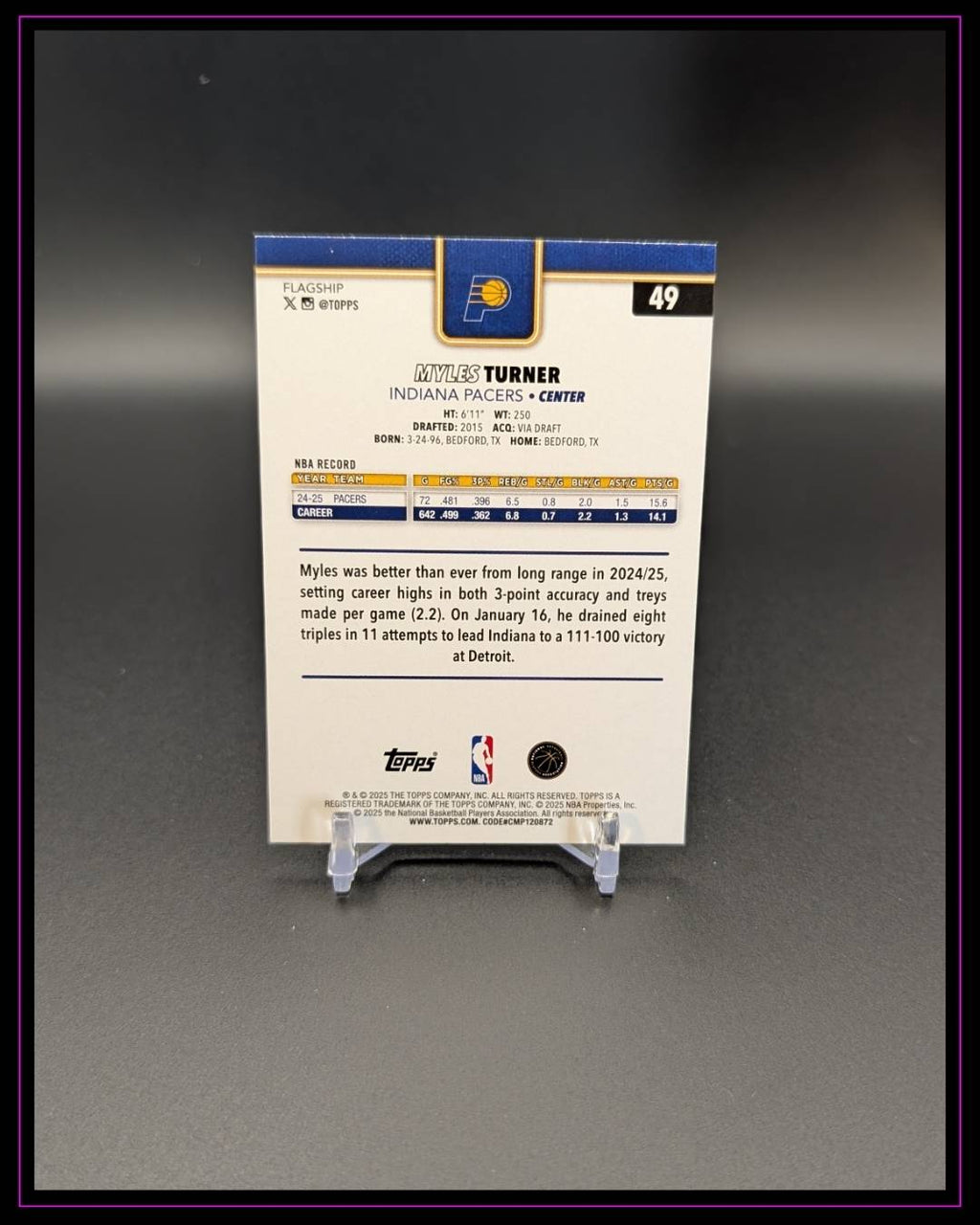 2025-26 Topps #49 Myles Turner Season Tip Off