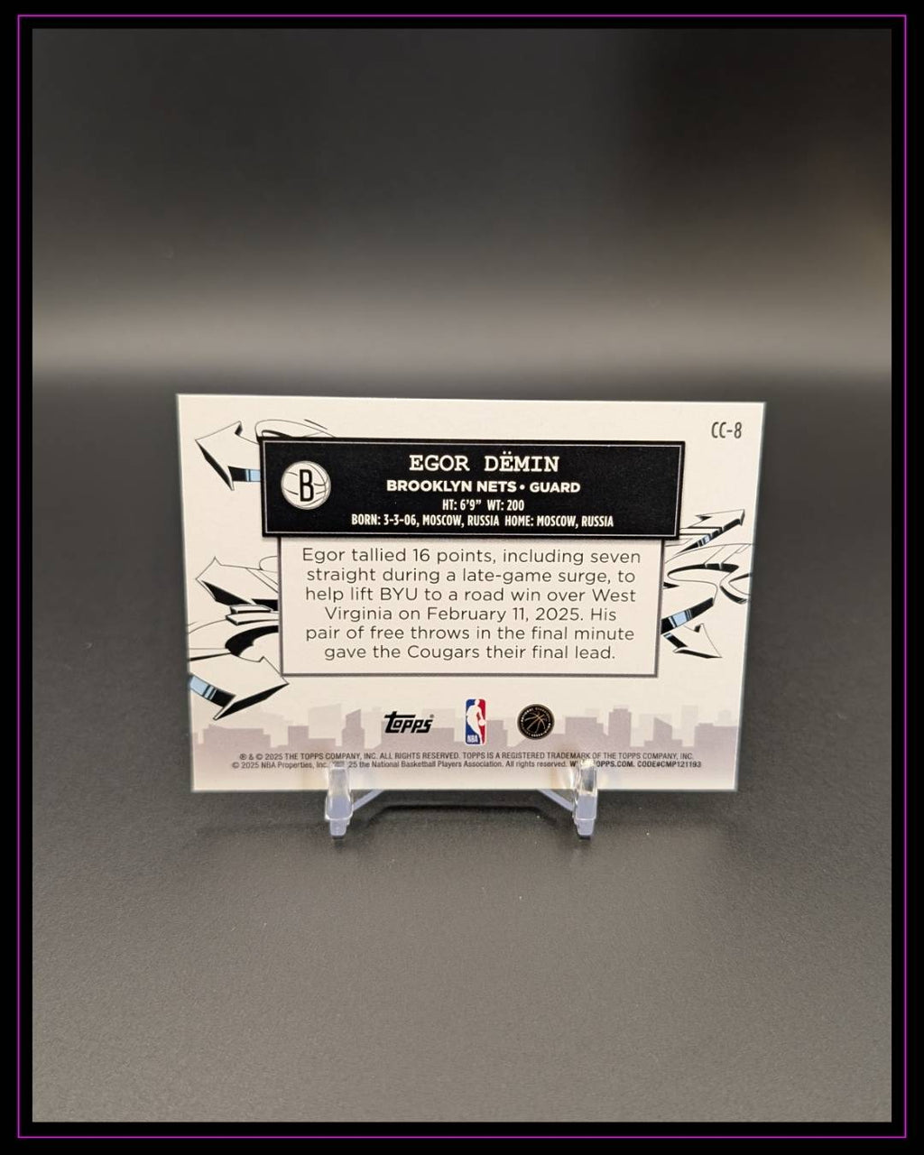 2025-26 Topps #CC-8 Egor Dëmin Clutch City Prospects