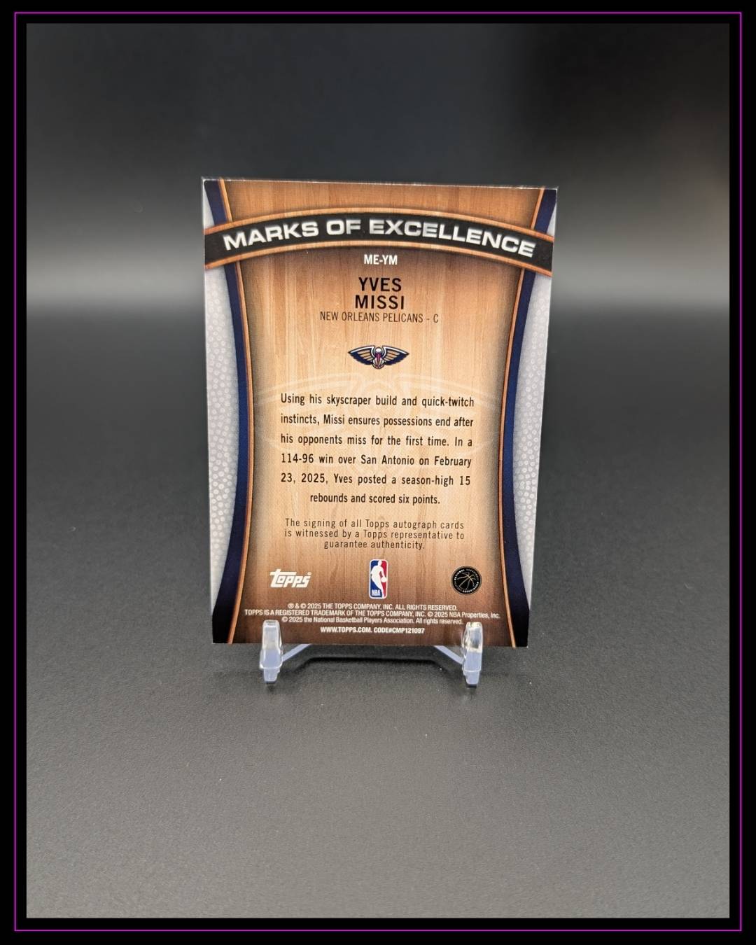 2025-26 Topps #ME-YM Yves Missi Marks of Excellence