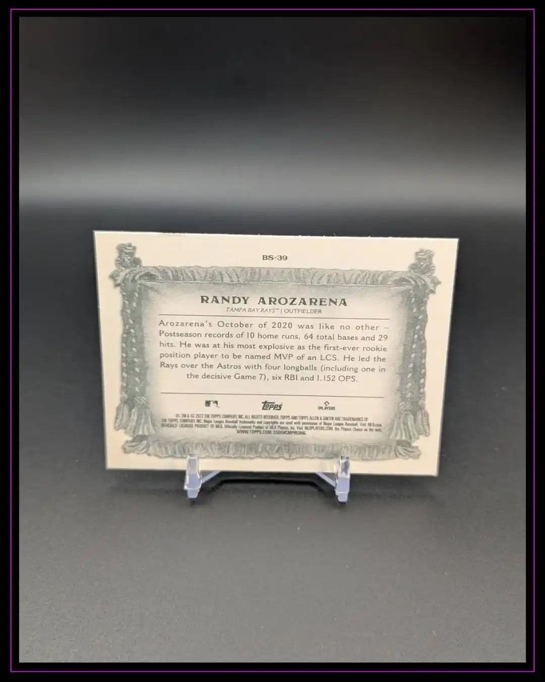 2022 Topps Allen & Ginter #BS-39 Randy Arozarena Banner Seasons