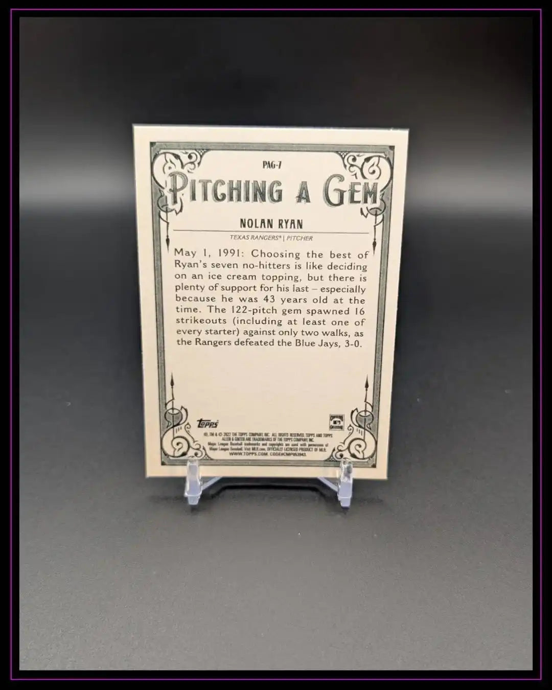 2022 Topps Allen & Ginter #PAG-7 Nolan Ryan Pitching a Gem