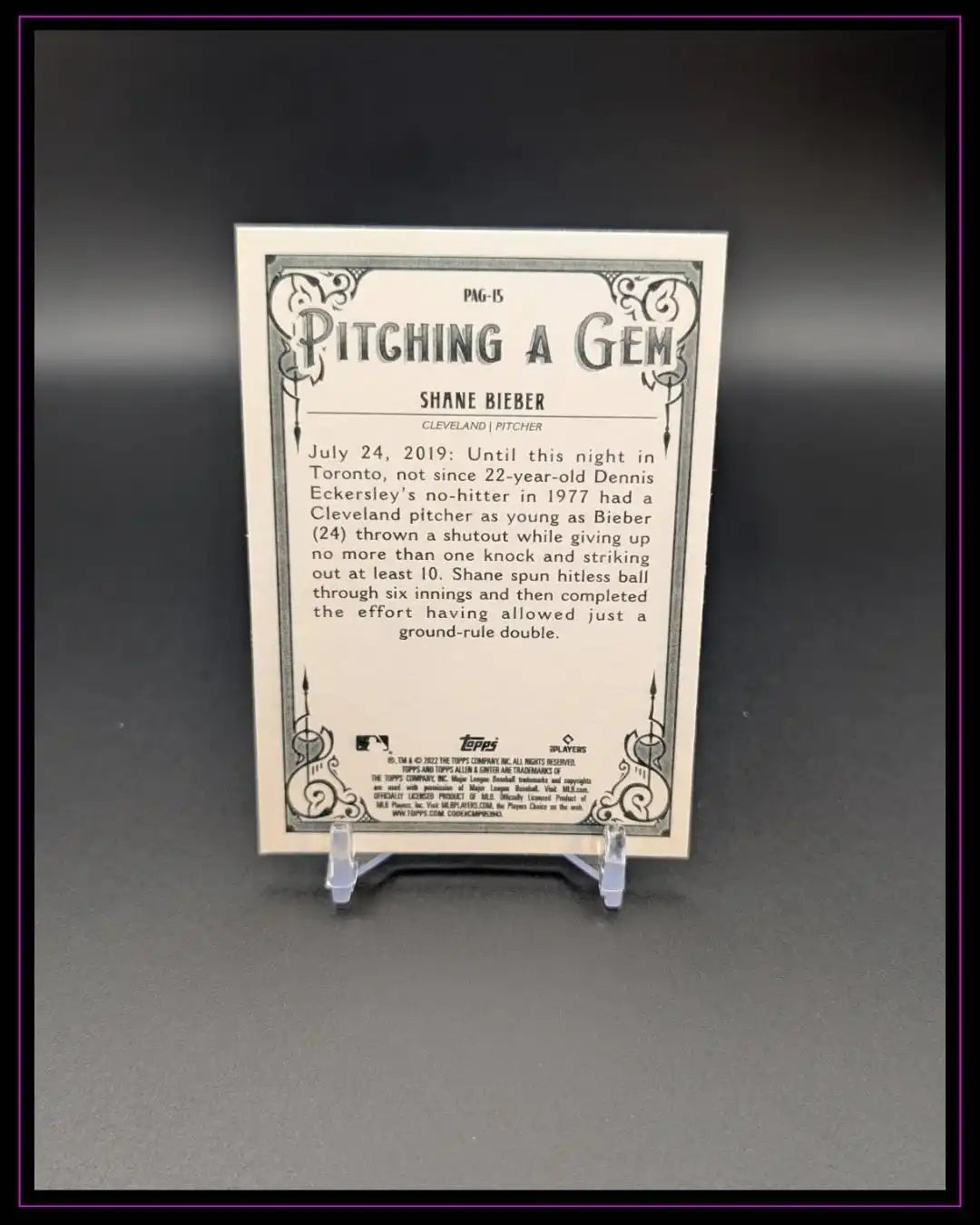 2022 Topps Allen & Ginter #PAG-15 Shane Bieber Pitching a Gem