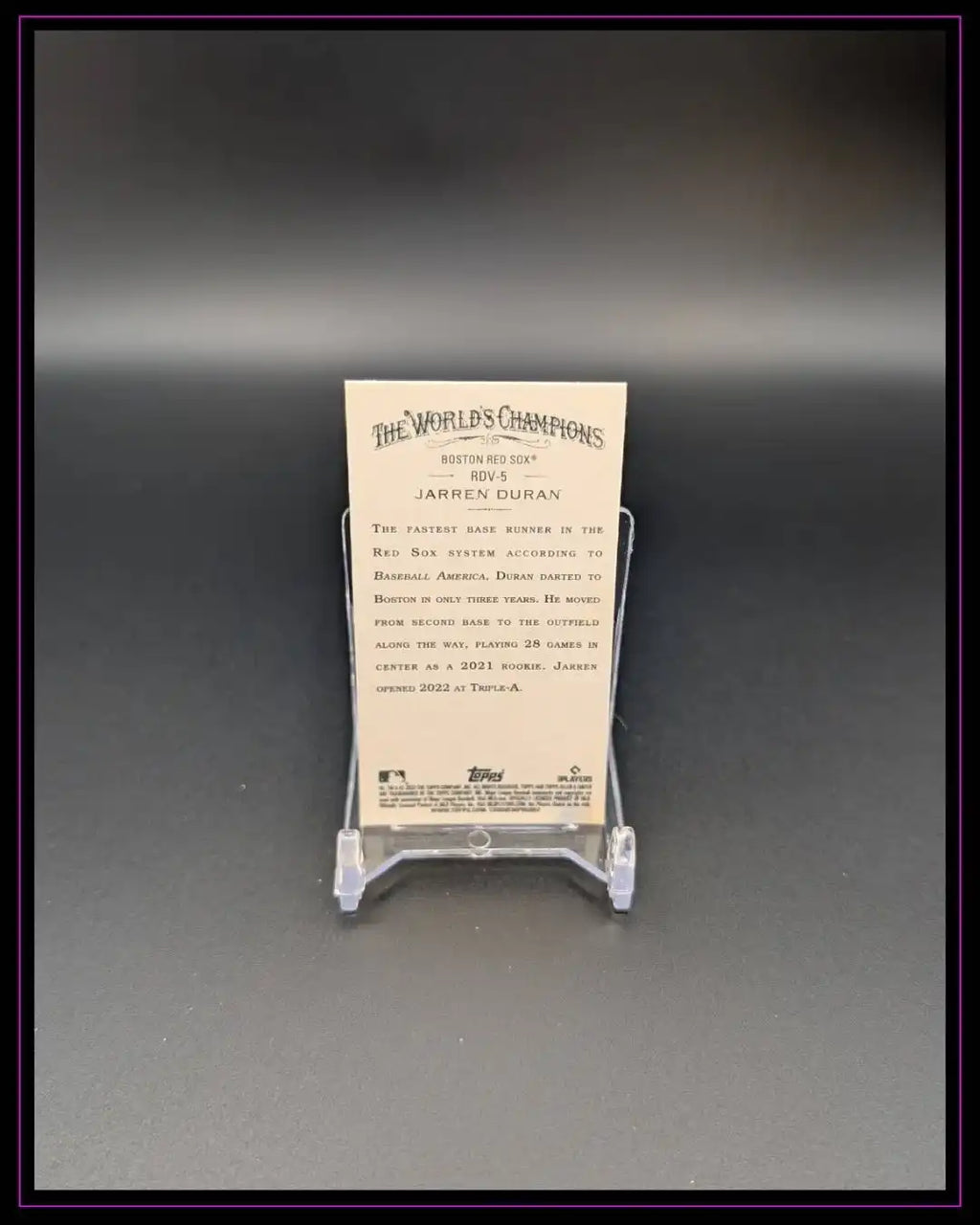 2022 Topps Allen & Ginter #RDV-5 Jarren Duran Mini 2006 A & G Rookie Design