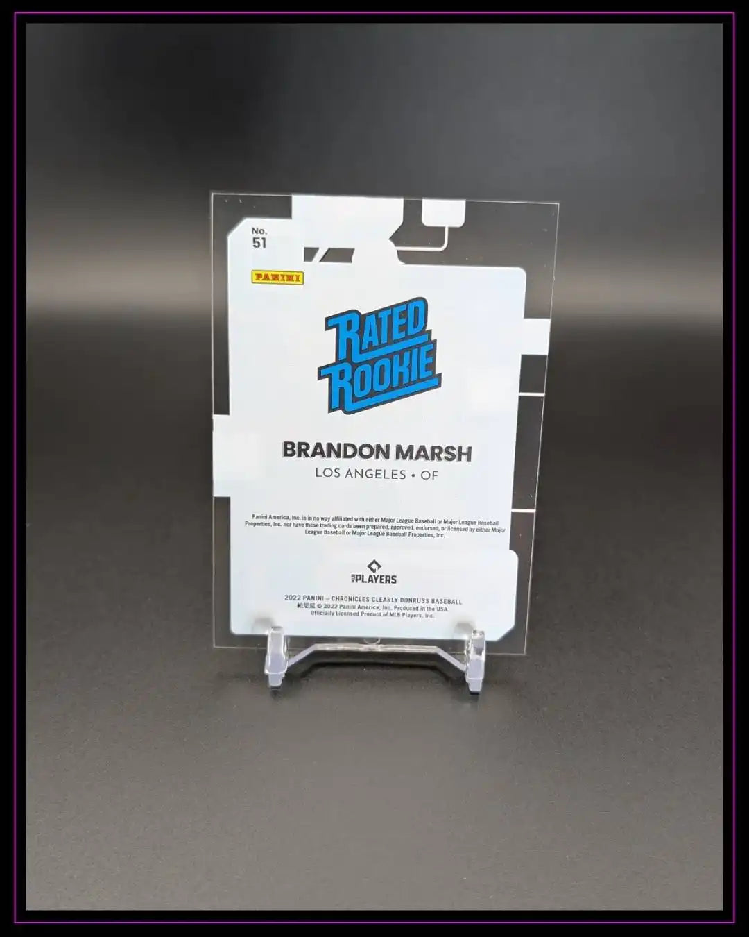 2022 Panini Chronicles #51 Brandon Marsh Clearly Donruss Rated Rookie