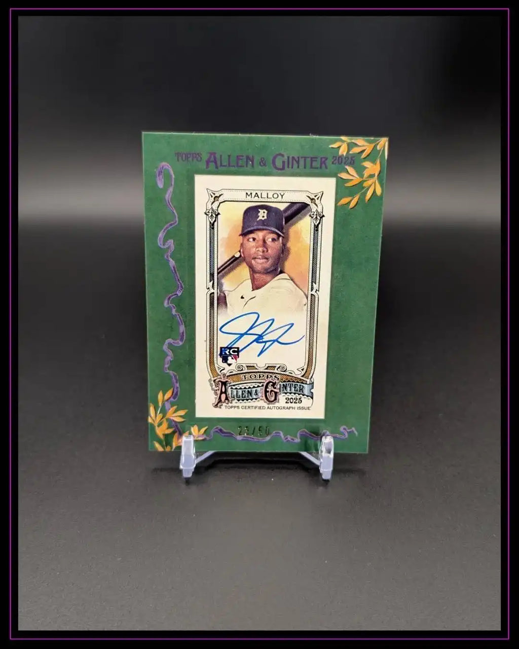 2025 Topps Allen & Ginter #MA-JMA Justyn-Henry Malloy Framed Mini Auto Green /50