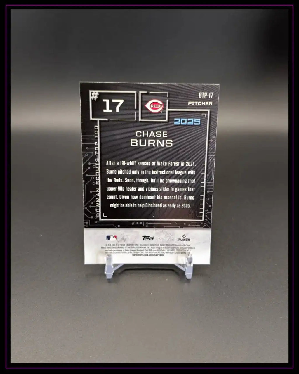 2025 Bowman #BTP-17 Chase Burns Bowman Scouts Top 100