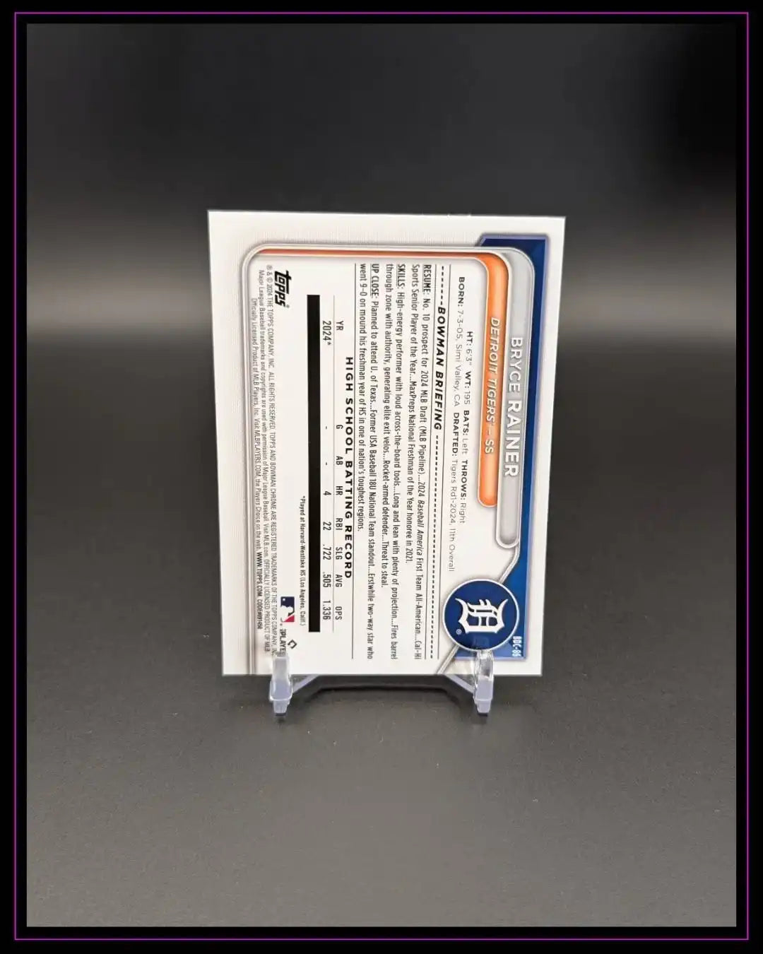 2024 Bowman Draft Sapphire Edition #BDC-86 Bryce Rainer