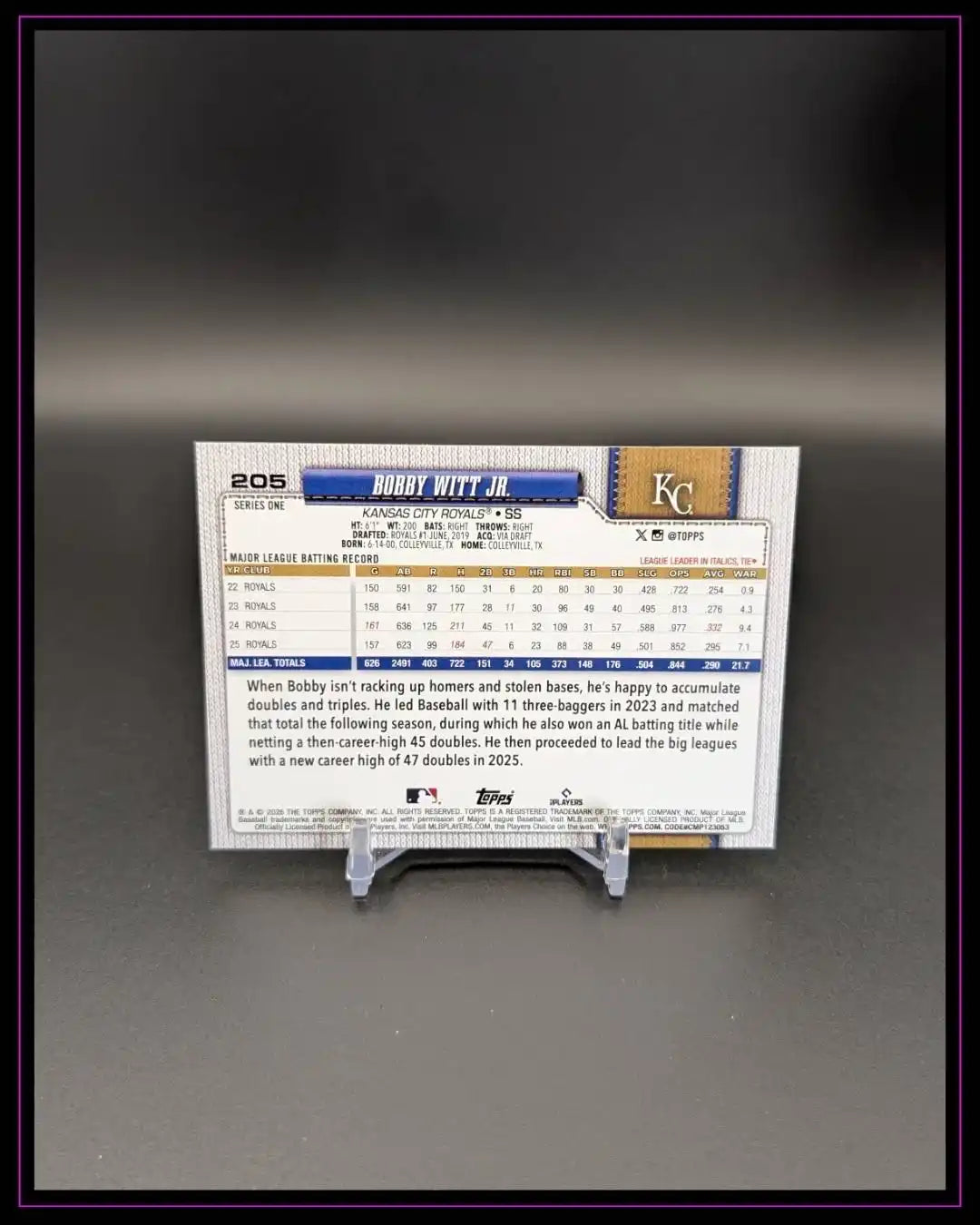 2026 Topps Series 1 #205 Bobby Witt Jr.