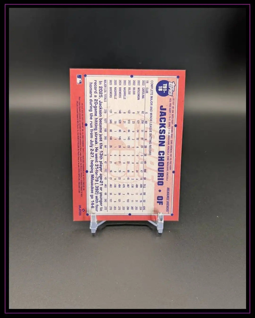 2026 Topps Series 1 #T91-18 Jackson Chourio 1991 35th Anniversary