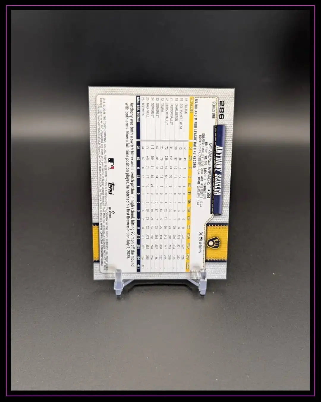 2026 Topps Series 1 #286 Anthony Seigler