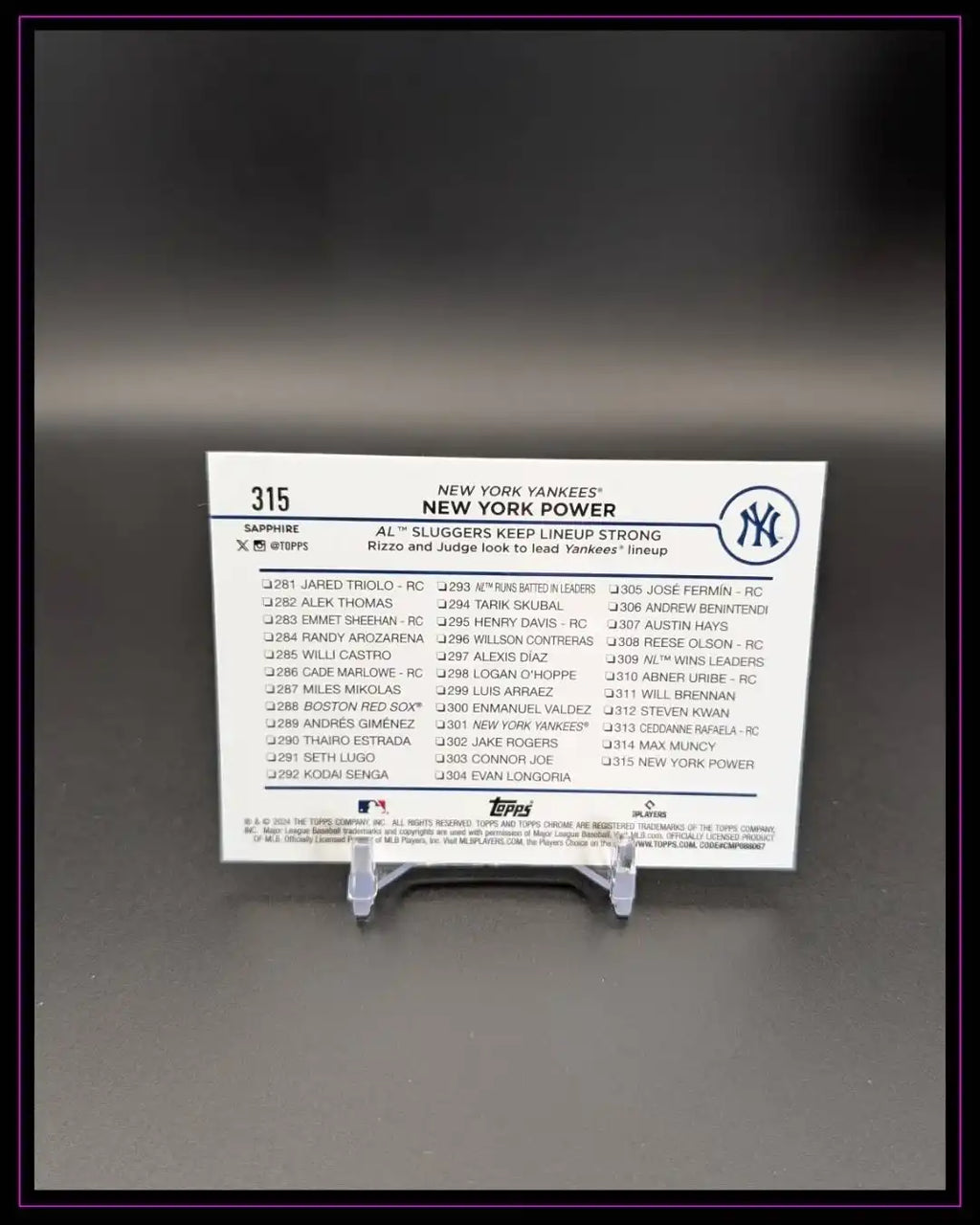 2024 Topps Chrome Sapphire Edition #315 New York Power