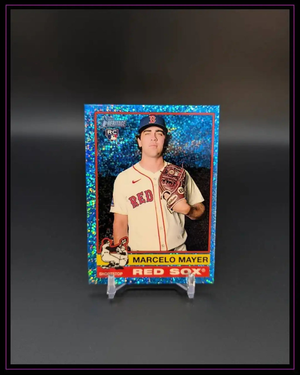 2025 Topps Heritage #688 Marcelo Mayer Chrome Light Blue Sparkle Refractor RC