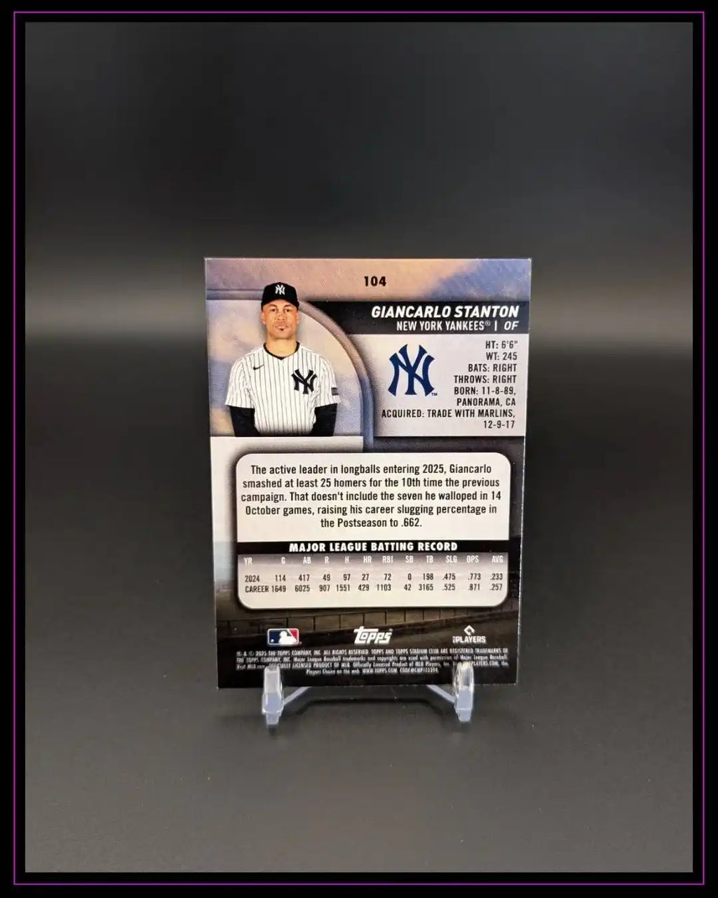 2025 Stadium Club #104 Giancarlo Stanton Red Foil