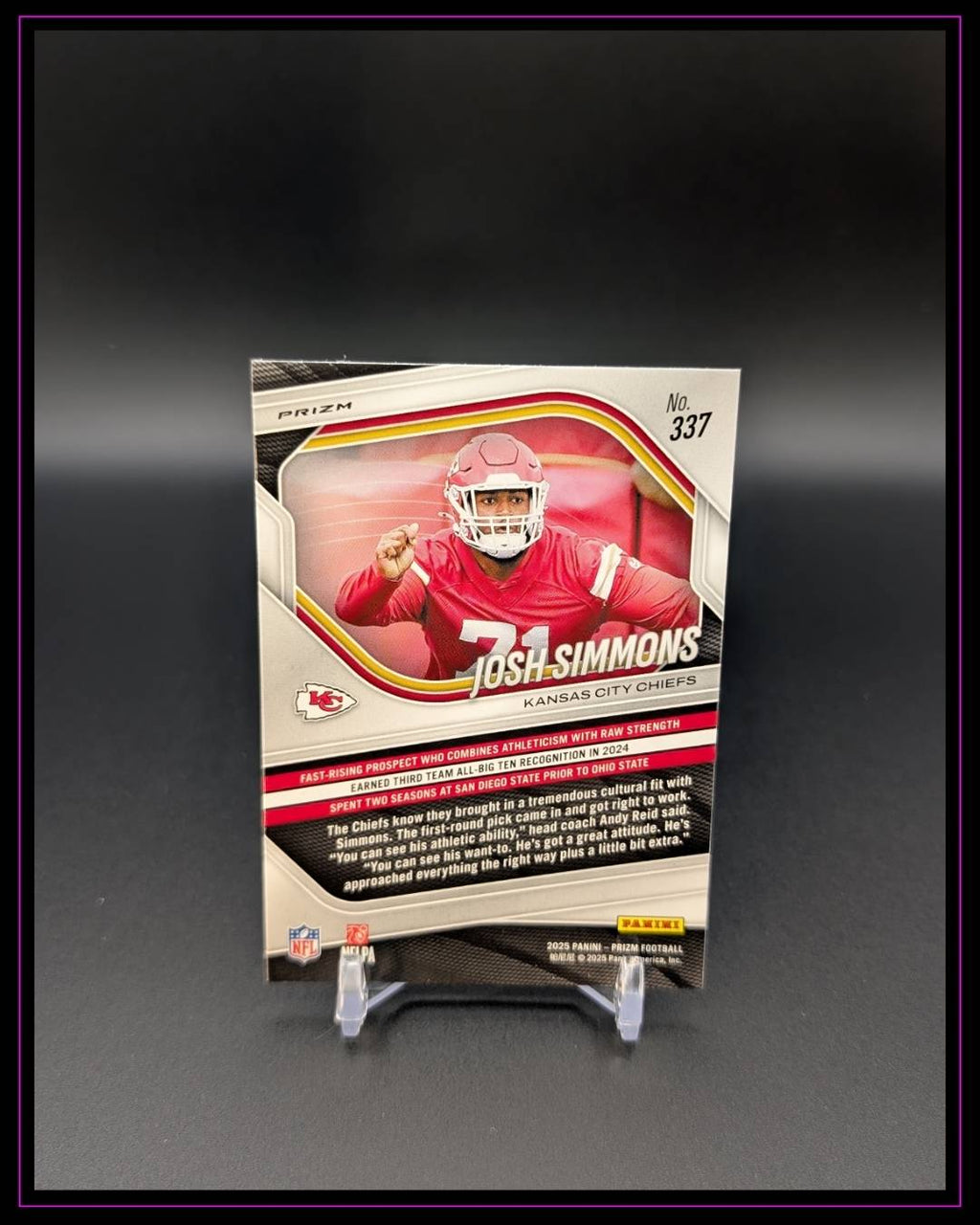 2025 Panini Prizm #337 Josh Simmons RC Lazer