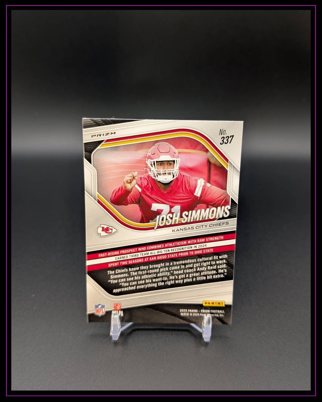 2025 Panini Prizm #337 Josh Simmons RC Lazer