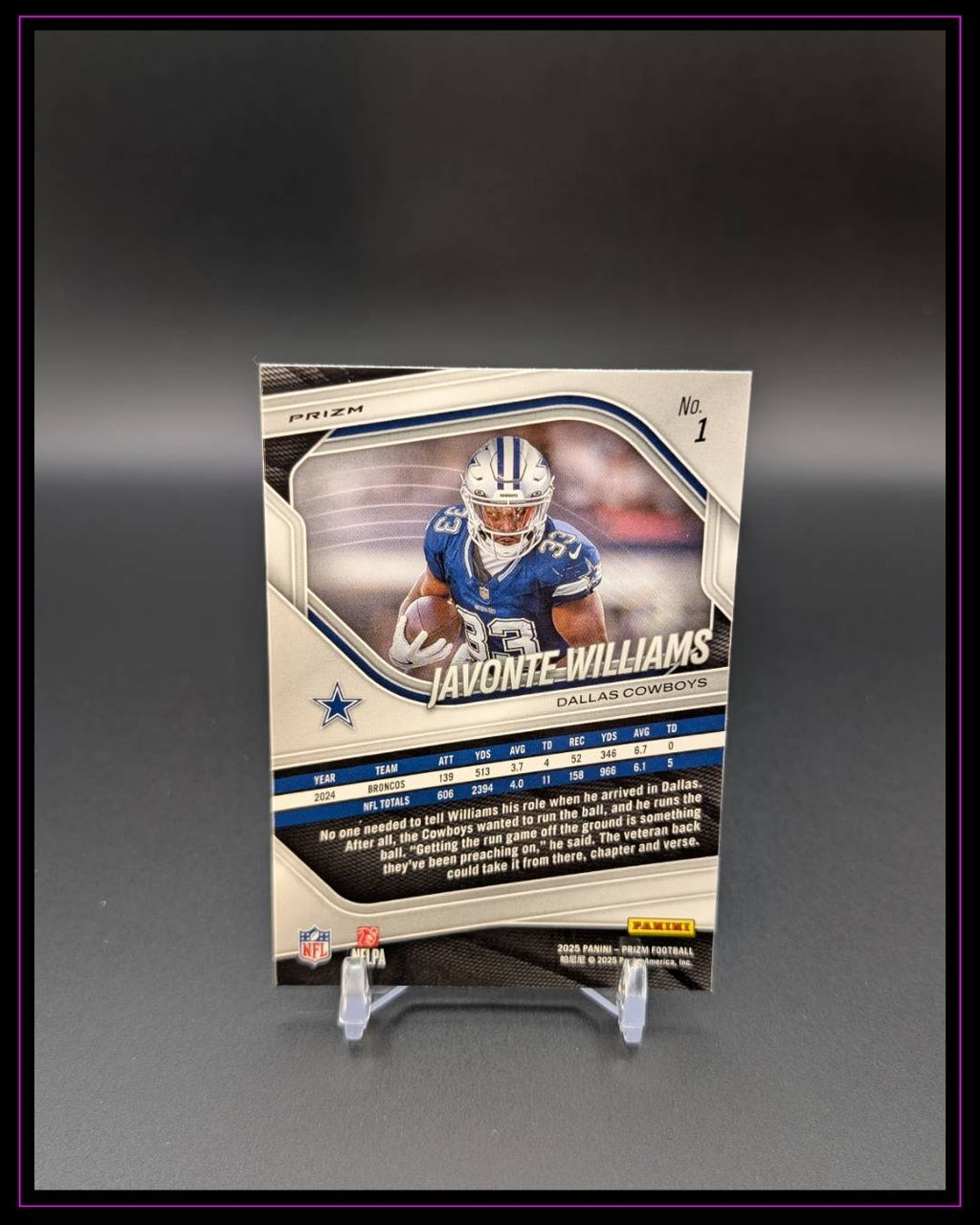 2025 Panini Prizm #1 Javonte Williams Lazer