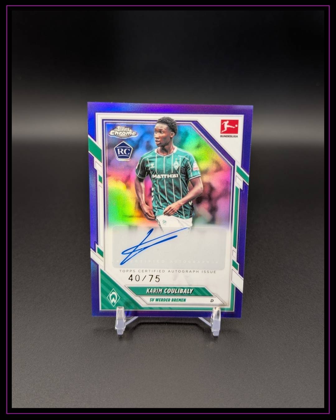2025-26 Topps Chrome Bundesliga Karim Coulibaly Auto Purple Wave Refractor /75