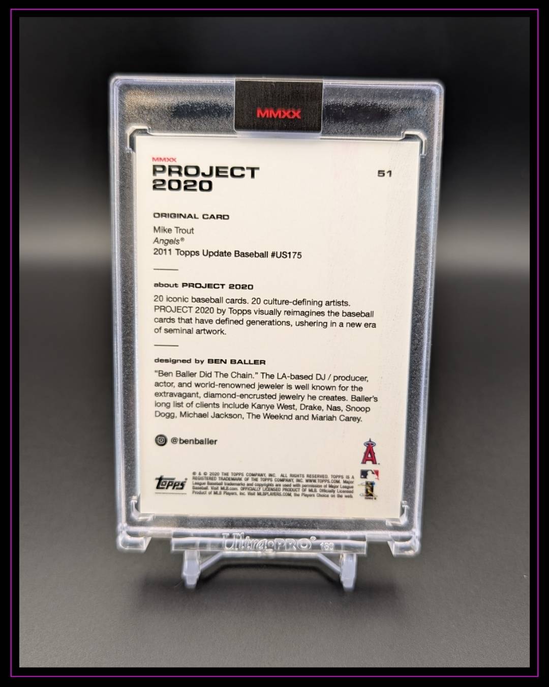 Topps Project 2020 Mike Trout by Ben Baller #US175 2011 Topps Update RC