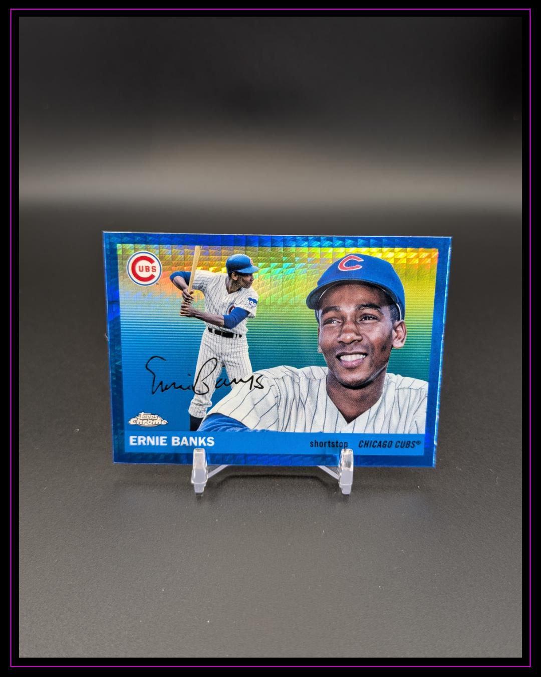 2025 Topps Chrome Platinum #340 Ernie Banks Blue Prism Refractors