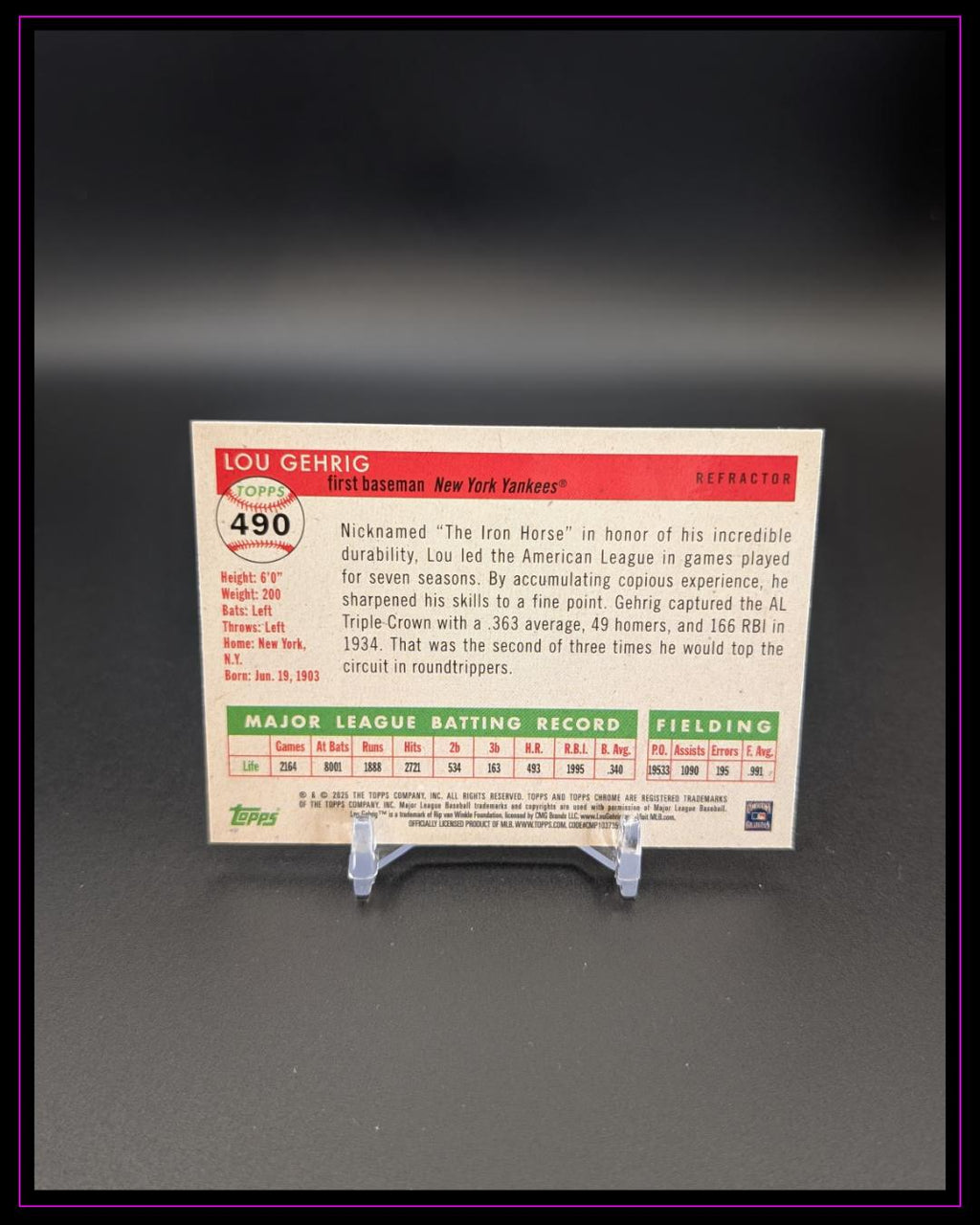 2025 Topps Chrome Platinum #490 Lou Gehrig Refractors