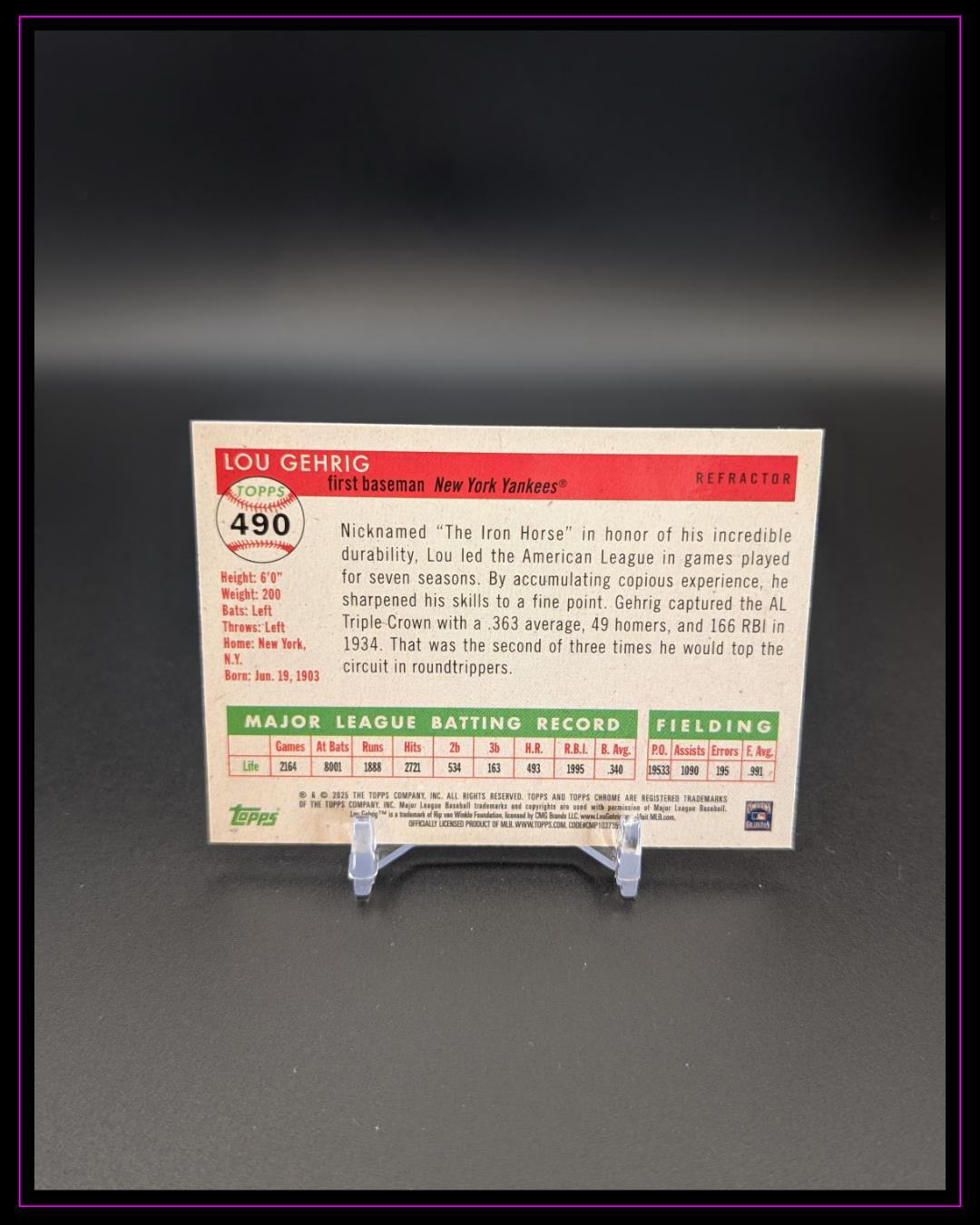 2025 Topps Chrome Platinum #490 Lou Gehrig Refractors