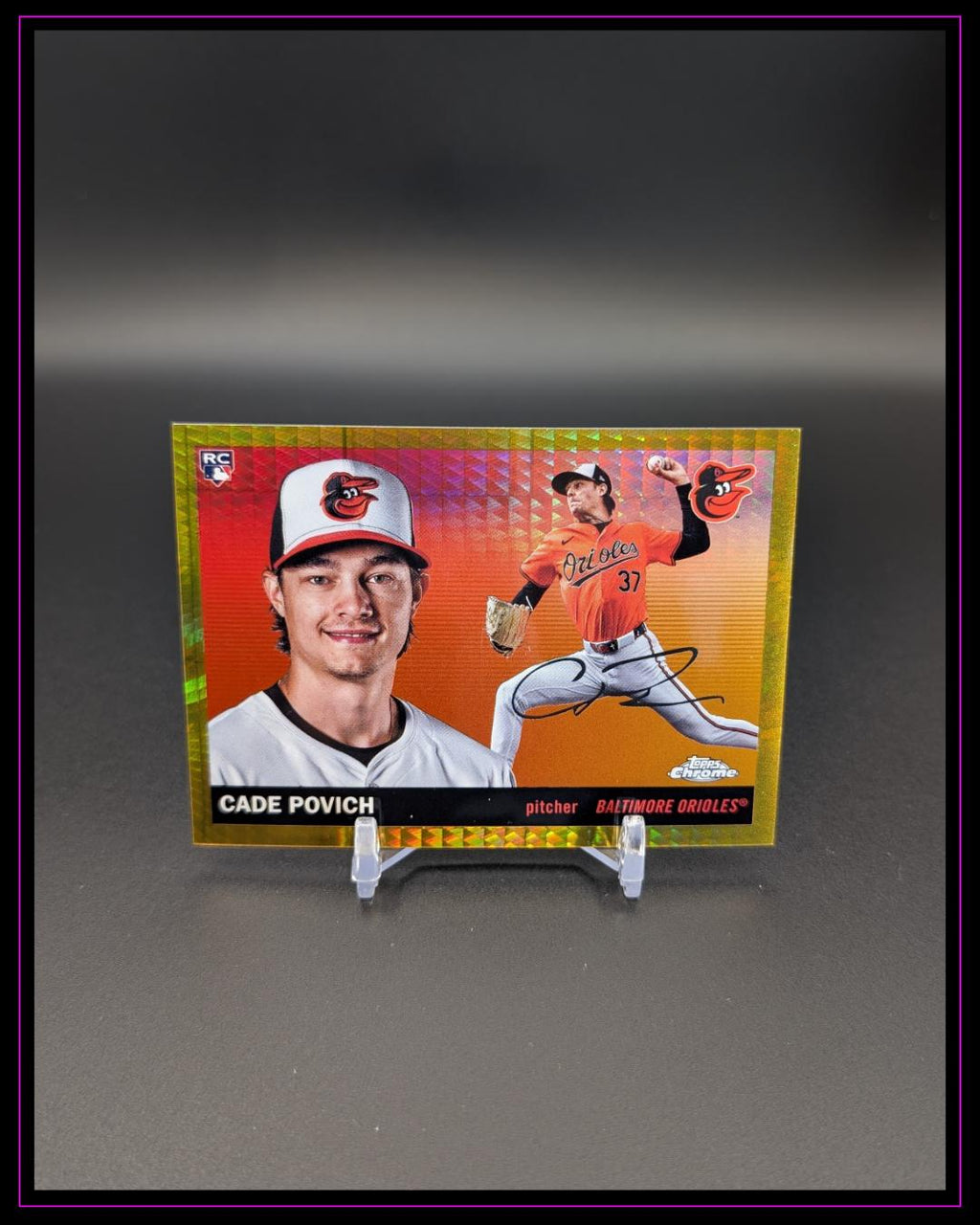 2025 Topps Chrome Platinum #319 Cade Povich Gold Prism Refractors