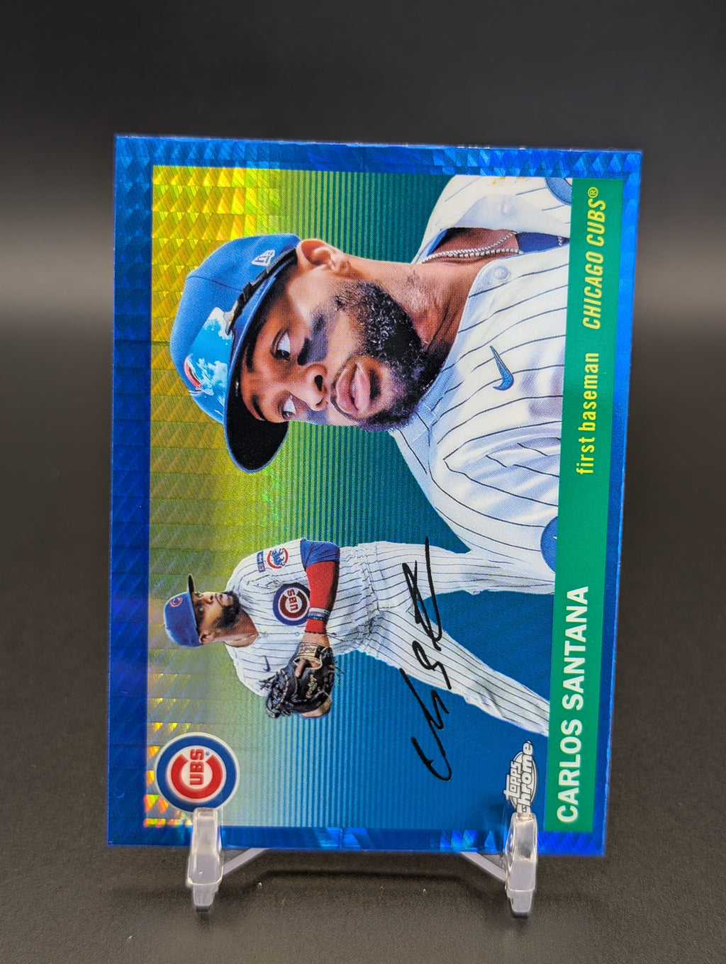 2025 Topps Chrome Platinum #93 Carlos Santana Blue Prism Refractors