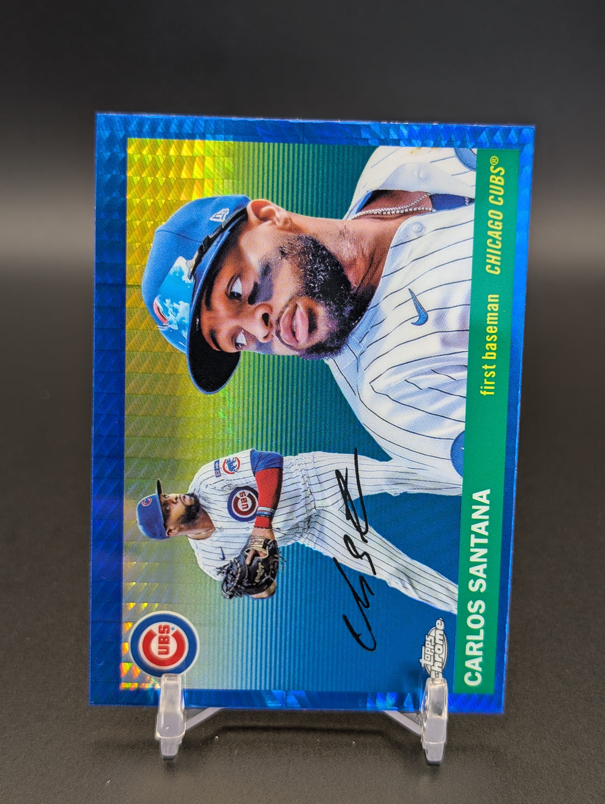 2025 Topps Chrome Platinum #93 Carlos Santana Blue Prism Refractors