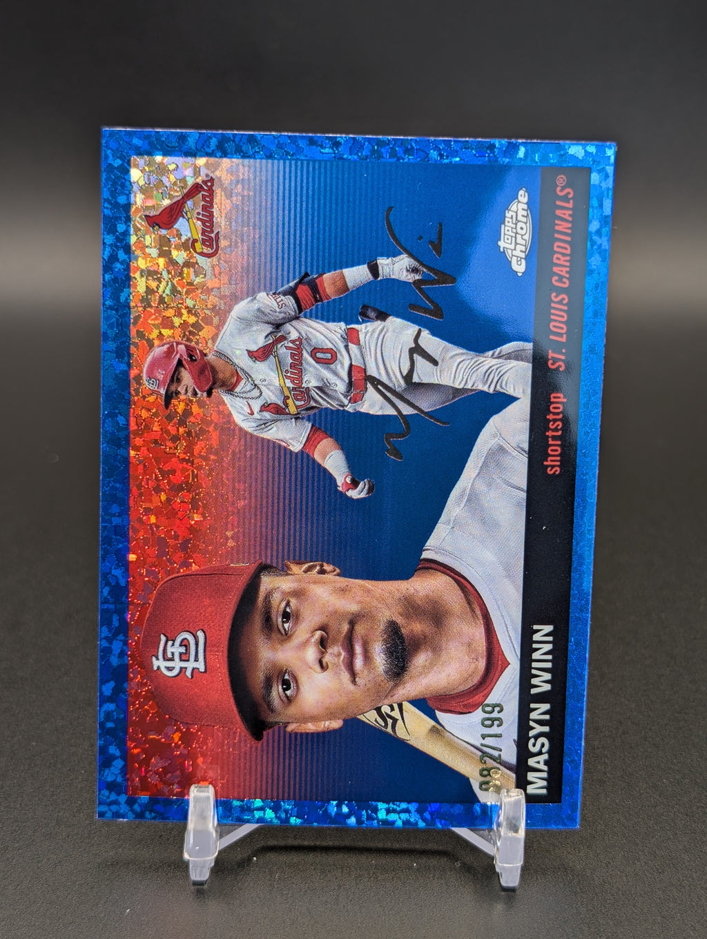 2025 Topps Chrome Platinum #163 Masyn Winn Blue Mini-Diamond Refractors #/199