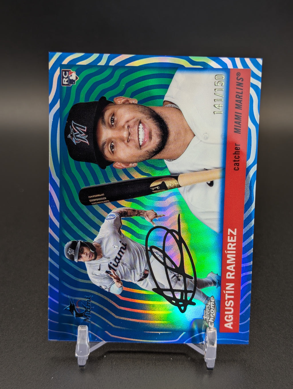 2025 Topps Chrome Platinum #241 Agustín Ramírez Blue Vibrations /150