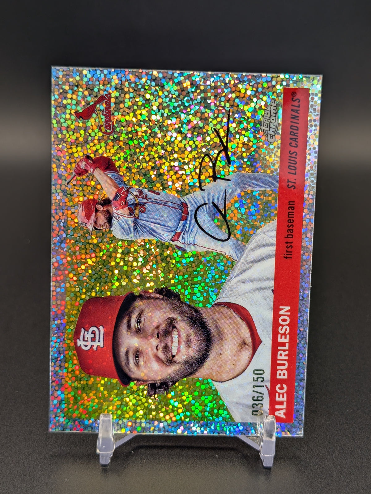 2025 Topps Chrome Platinum #173 Alec Burleson Speckle Refractors #/150